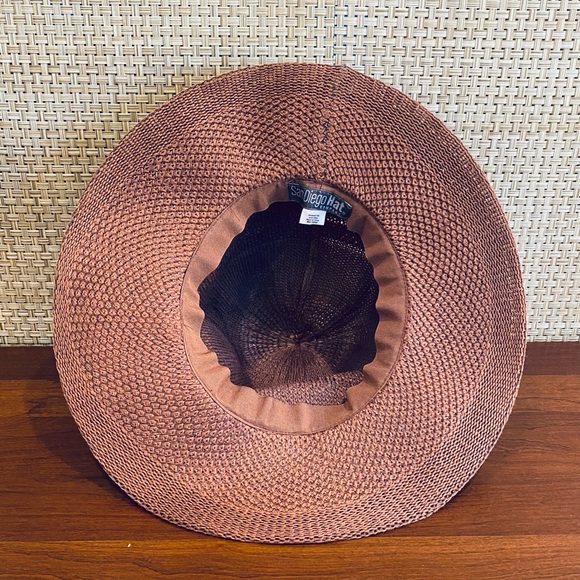 🌟HP🌟NWOT Packable Wide Brim Brown Knit & Seed Bead Band Hat by San Diego Hat Co. - Picture 11 of 15